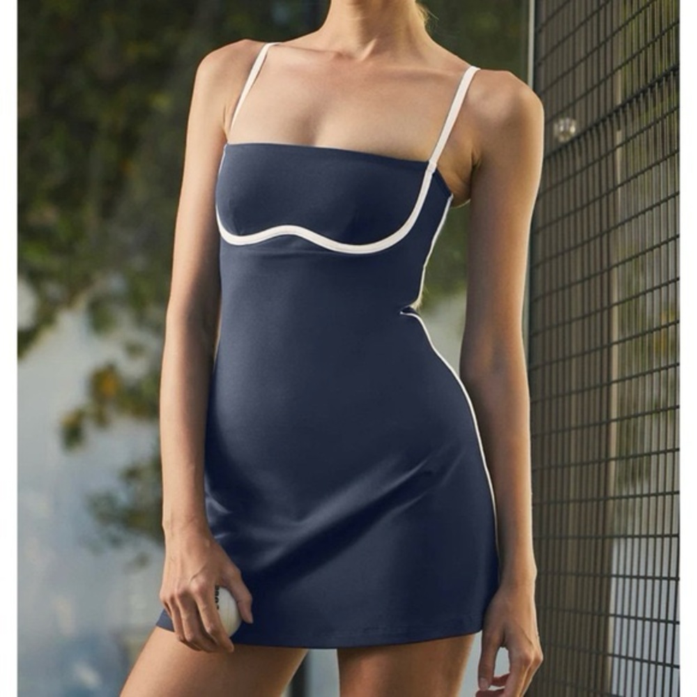 ALO Yoga Navy Mini Dress with White Piping